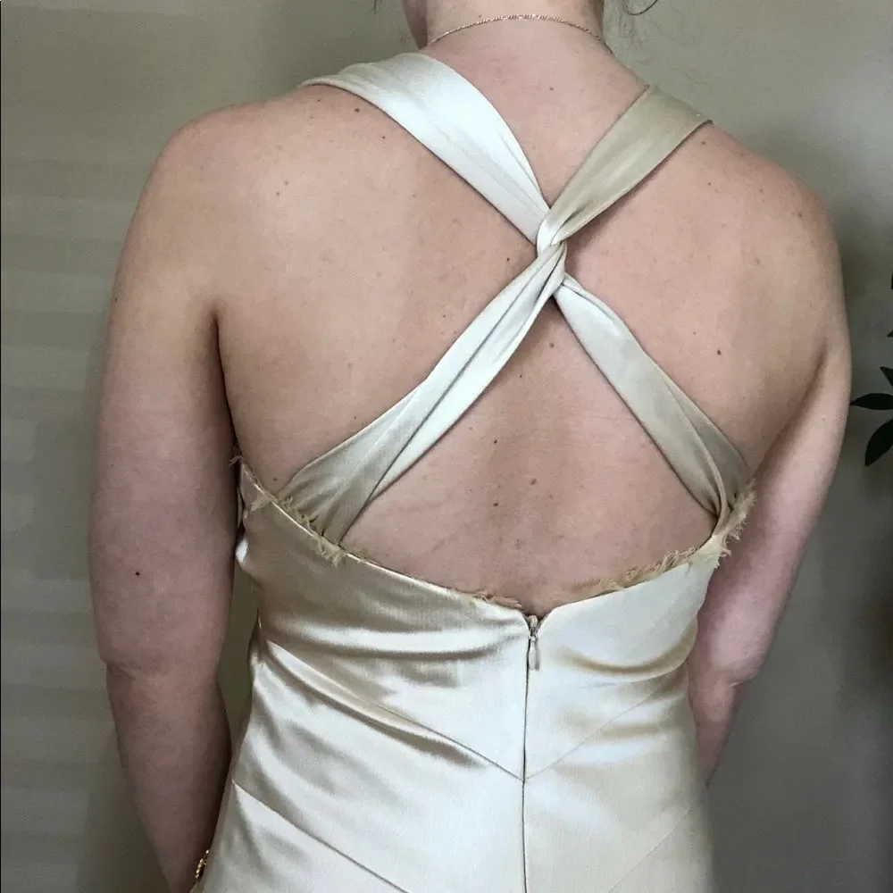 VINTAGE Allen Schwartz gold satin dress | Gatsby 20s 30s - Picture 5 of 14